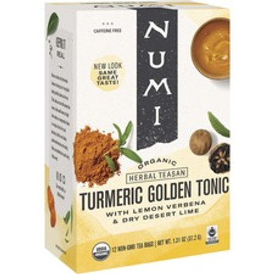 Numi Organic Turmeric Golden Tonic Herbal Tea Bag - Herbal Tea - 1.3 oz - Organic - 12 / Box