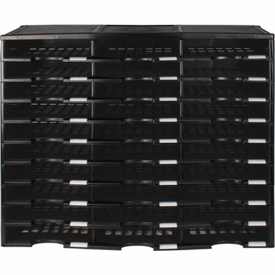 Storex Stackable Literature Sorter - 15000 x Sheet - 30 Compartment(s) - Compartment Size : 9.50" x 12" - 25.50" Height x 14.13" Width31.38" Length - Black - Plastic - 1 Each