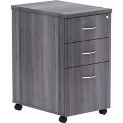 Lorell Essentials Series Box/Box/File Mobile File Cabinet - 28.3" Height x 16" Width x 22" Depth - 3 x Box, File Drawer(s) - Finish: Weathered Charcoal, Laminate - 1 Each
