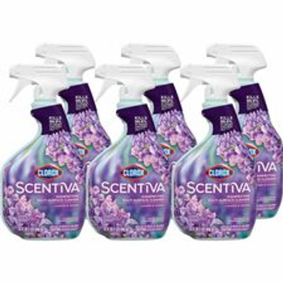 Clorox Scentiva Disinfecting Multi-Surface Bleach-Free Cleaner - 32 fl oz (1 quart) - Lavender & Jasmine Scent - Deodorize, Disinfectant, Bleach-free, Antibacterial - Clear - 6 / Carton