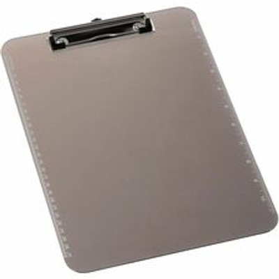Business Source Flat Clip Plastic Clipboard - 9" x 12" Sheet Size - Plastic - Smoke - 6 / Bundle
