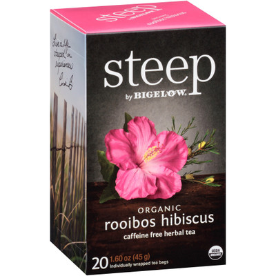 Steep by Bigelow&reg; Rooibos Hibiscus Herbal Tea Bag - Herbal Tea - 1.6 oz - 20 Teabag - GMO Free - Kosher - Organic - 20 / Box