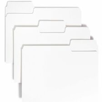 Smead SuperTab 1/3 Tab Cut Letter Recycled Top Tab File Folder - 8 1/2" x 11" - 3/4" Expansion - Assorted Tab Position - 11 pt. - White - 10% Recycled - 100 / Box