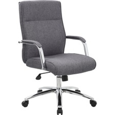 Boss Modern Executive Conference Chair-Grey Linen - Gray Seat Color - Linen Seat Material - Gray Back Color - Linen Back Material - Chrome Frame Color - 5-star Base - Armrest - 1 Each