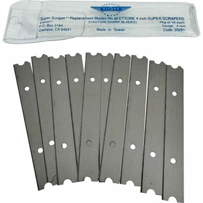 Ettore 4" Scraper Replacement Blades - 4" Length - Carbon Steel - Steel Gray - 6 / Carton
