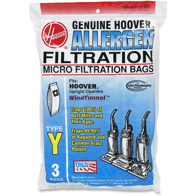 Hoover Type Y Allergen Filtration Bags - 36 / Carton - Type Y - Black