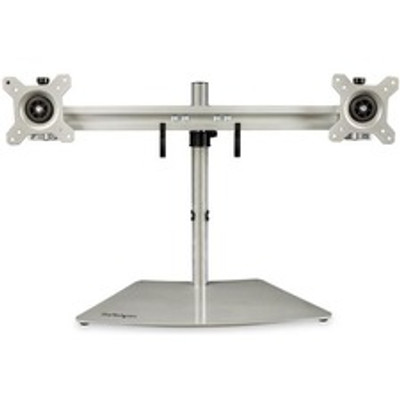 StarTech.com Dual-Monitor Stand - Horizontal - Silver - Up to 24" Screen Support - 35.27 lb Load Capacity - 16.10" Height x 37.40" Width - Desktop, Freestanding - Steel, Aluminum, Plastic - Silver