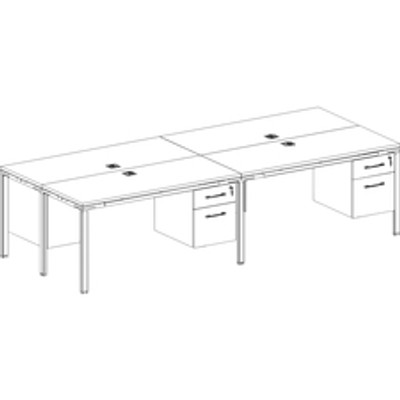 Boss 4 Desks with 4 Pedestals - 29.5" Height x 48" Width x 24" Depth - Finish: Driftwood - 1 Each