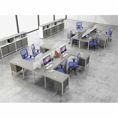 Boss Desk with 2 Round Grommets and 3/4 Pedestal - 29.5" Height x 71" Width x 30" Depth - Finish: Driftwood - 1 Each