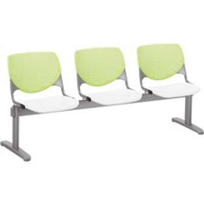 KFI Kool 3 Seat Beam Chair - White Seat Color - Polypropylene Seat Material - Lime Green Back Color - Polypropylene, Aluminum Alloy Back Material - Powder Coated Silver Frame Color - Tubular Steel Frame Material - 1 Each