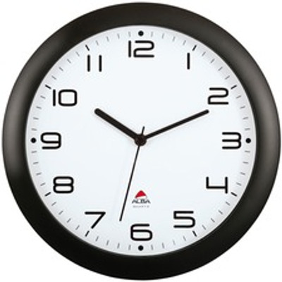 Alba Wall Clock - Analog - Quartz - White Main Dial - Black Case - Classic Style