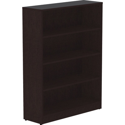 Lorell Laminate Bookcase - x 0.8" Thickness Shelf, 48" Height x 36" Width x 12" Depth - 4 Shelve(s) - 3 Adjustable Shelf(ves) - Square Edge - Material: Thermofused Laminate (TFL) - Finish: Espresso - 1 Each