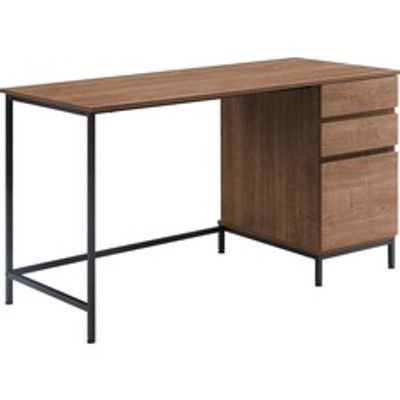 Lorell SOHO Desk with Side Drawers - 30" Height x 55" Width x 23.6" Depth - 3 x File Drawer(s) - Single Pedestal on Right Side - Finish: Walnut - 1 Each