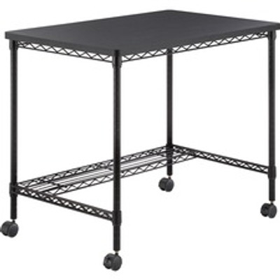 Safco Mobile Wire Desk - Melamine, Black Top - 35.75" Table Top Width x 24" Table Top Depth - 30.75" Height - Assembly Required - Black - 1 Each