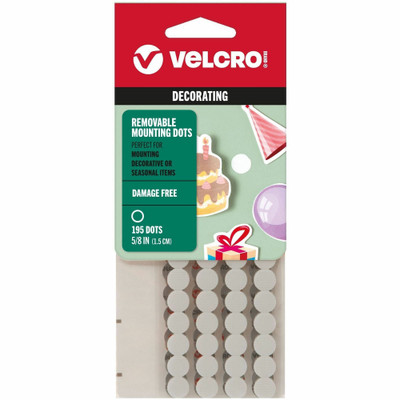 VELCRO&reg; Removable Mounting Tape - 0.63" Diameter - White - 195 / Pack