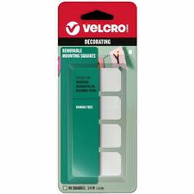 VELCRO&reg; Removable Mounting Tape - 0.75" Length x 0.75" Width - White - 80 / Pack