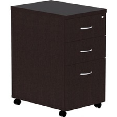 Lorell Essentials Series Box/Box/File Mobile File Cabinet - 28.3" Height x 16" Width x 22" Depth Pedestal, x 1" Thickness Top - Finish: Espresso, Silver Brush - 1 Each