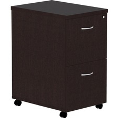 Lorell Essentials Series File/File Mobile File Cabinet - 28.3" Height x 16" Width x 22" Depth Pedestal - Finish: Espresso, Silver Brush - 1 Each