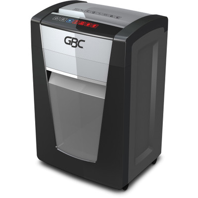 GBC ShredMaster SM15-08 Micro-Cut Shredder - Non-continuous Shredder - Micro Cut - 15 Per Pass - for shredding Paper, Staples, Paper Clip - P-5 - 4 Hour Run Time - 8 gal Wastebin Capacity - Black, Chrome
