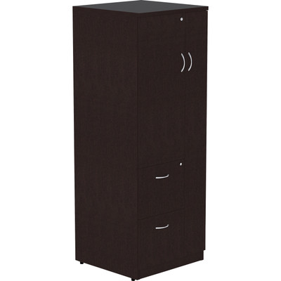 Lorell Essentials Series Tall Storage Cabinet - 65.6" Height x 23.6" Width x 23.6" Depth Cabinet - 2 x File Drawer(s) - 1 Door(s) - 2 Shelve(s) - Material: Laminate, Medium Density Fiberboard (MDF), Particleboard - Finish: Espresso - 1 Each