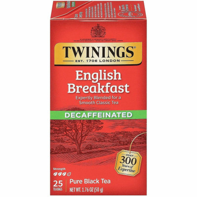 Twinings of London Decaf English Breakfast Black Tea Bag - Black Tea - 1.8 oz - 25 / Box