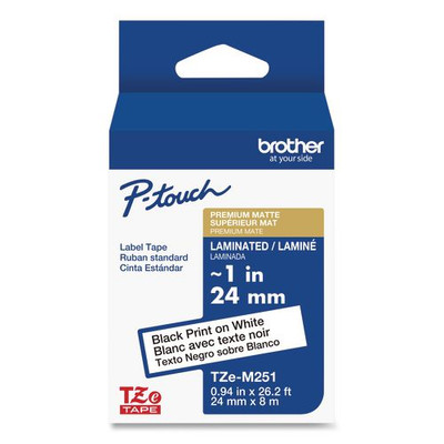 Tze Premium Laminated Tape, 0.94" X 26.2 Ft, Black On White