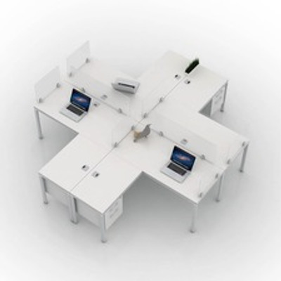 Boss Simple System 4-unit Desk - 29.5" Height x 10 ft Width x 10 ft Depth - Finish: White - 1 Each