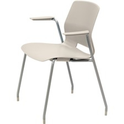 KFI Swey Collection 4-leg Stool With Arms - Moonbeam Seat Color - Polypropylene Seat Material - Moonbeam Back Color - Polypropylene Back Material - Silver Frame Color - Stainless Steel Frame Material - Four-legged Base - 1 Each