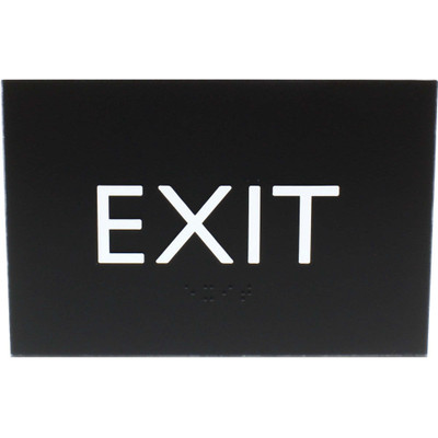 Lorell Exit Sign - 4.5" Width x 6.8" Height - Rectangular Shape - Surface-mountable - Easy Readability, Braille - Indoor - Plastic - Black - 1 Each