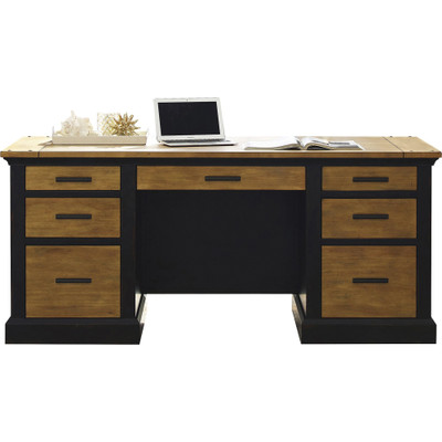 Martin Toulouse Double Pedestal Desk - 6-Drawer - 30" Height x 68" Width x 30" Length - 6 x File, Utility Drawer(s) - Double Pedestal - Finish: Chestnut - 1 Each