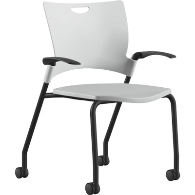 9 to 5 Seating Bella Fixed Arms Mobile Stack Chair - White Seat Color - Thermoplastic Seat Material - White Back Color - Thermoplastic Back Material - Powder Coated, Black Frame Color - Four-legged Base - 1 Each