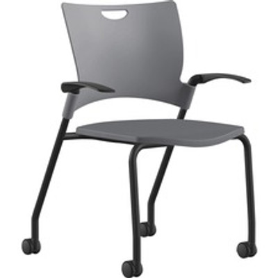 9 to 5 Seating Bella Fixed Arms Mobile Stack Chair - Dove Seat Color - Thermoplastic Seat Material - Dove Gray Back Color - Thermoplastic Back Material - Powder Coated, Black Frame Color - Four-legged Base - 1 Each
