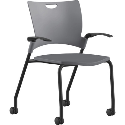 9 to 5 Seating Bella Fixed Arms Mobile Stack Chair - Dove Seat Color - Thermoplastic Seat Material - Dove Gray Back Color - Thermoplastic Back Material - Powder Coated, Black Frame Color - Four-legged Base - 1 Each