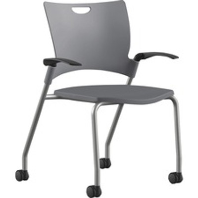 9 to 5 Seating Bella Fixed Arms Mobile Stack Chair - Dove Seat Color - Thermoplastic Seat Material - Dove Gray Back Color - Thermoplastic Back Material - Powder Coated, Silver Frame Color - Four-legged Base - 1 Each