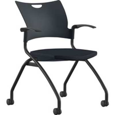 9 to 5 Seating Bella Fixed Arms Mobile Nesting Chair - Black Seat Color - Thermoplastic Seat Material - Black Back Color - Thermoplastic Back Material - Black, Powder Coated Frame Color - Four-legged Base - 1 Each