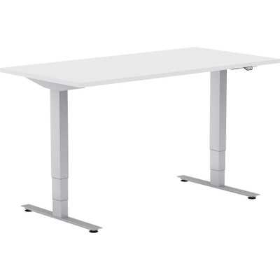 Special-T 24x48" Patriot 2-Stage Sit/Stand Table - Espresso Rectangle Top - Brown Silver Base - 27" to 46" Adjustment - 48" Table Top Width x 24" Table Top Depth - 46" Height - Assembly Required - 1 Each - TAA Compliant