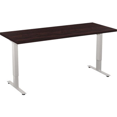 Special-T 24x60" Patriot 2-Stage Sit/Stand Table - Espresso Rectangle Top - Brown Silver Base - 27" to 46" Adjustment - 60" Table Top Width x 24" Table Top Depth - 46" Height - Assembly Required - 1 Each - TAA Compliant