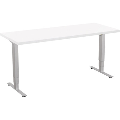 Special-T 24x60" Patriot 3-Stage Sit/Stand Table - White Rectangle Top - Silver Gray Base - 24" to 48" Adjustment - 60" Table Top Width x 24" Table Top Depth - 46" Height - Assembly Required - 1 Each - TAA Compliant