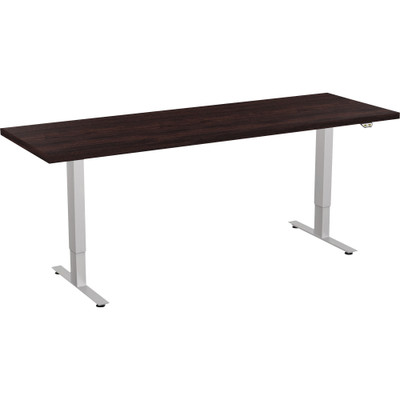 Special-T 24x72" Patriot 3-Stage Sit/Stand Table - Espresso Rectangle Top - Brown Silver Base - 24" to 48" Adjustment - 72" Table Top Width x 24" Table Top Depth - 46" Height - Assembly Required - 1 Each - TAA Compliant