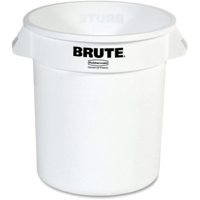 Rubbermaid Commercial Brute 10-Gallon Vented Containers - 10 gal Capacity - Round - Tear Resistant, UV Coated, Damage Resistant, Handle, Reinforced, Warp Resistant, Crack Resistant - 17.3" Height x 15.6" Diameter - Plastic - White - 6 / Carton
