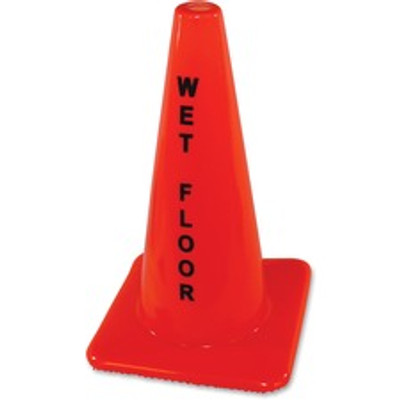 Impact Wet Floor Orange Safety Cone - English - Print/Message "Wet Floor" - 16.6" Width x 18" Height - Cone Shape - Heavy Duty - Vinyl - Orange - 6 / Carton
