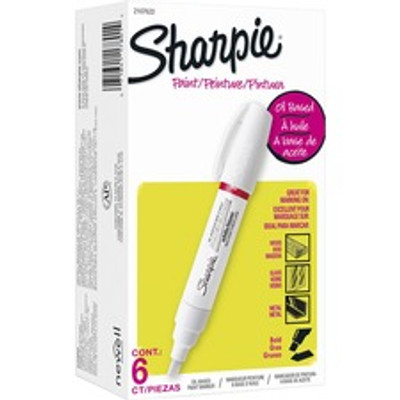 Sharpie Oil-Based Bold Point Paint Markers - Bold Marker Point - White Ink - Oil Based - 6 / Pack