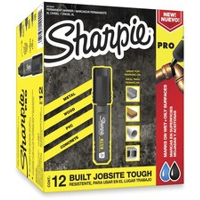 Sharpie PRO Permanent Marker - Chisel Marker Point - Black Ink - 12 / Pack