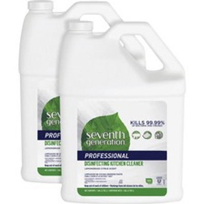 Seventh Generation Disinfecting Kitchen Cleaner Refill - 128 fl oz (4 quart) - Lemongrass Citrus Scent - Refillable, Disinfectant, Deodorize, Easy to Use - 2 / Carton