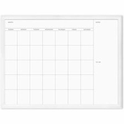 U Brands Magnetic Dry-Erase Monthly Calendar Board - 40" (3.3 ft) Width x 30" (2.5 ft) Height - White Painted Steel Surface - White Decor Frame - Rectangle - Horizontal - Magnetic - 1 Each