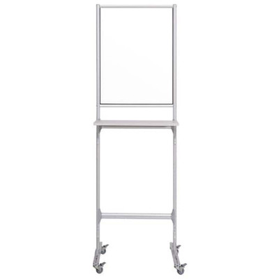 Bi-silque Mobile Glass Panel Divider w/Passthrough - Aluminum - Aluminum, Glass