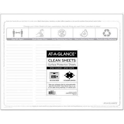 At-A-Glance Disposable Clean Sheets - Supports Desk - Rectangular - Disposable - White - 25 / Pack