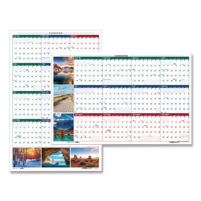 Earthscapes Recycled Reversible/erasable Yearly Wall Calendar, Nature Photos, 32 X 48, White Sheets, 12-month (jan-dec): 2022
