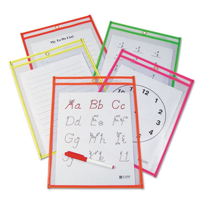 Reusable Dry Erase Pockets, 9 X 12, Assorted Neon Colors, 10/pack Reusable Dry Erase Pockets, 9 X 12, Assorted Neon Colors, 10/pack