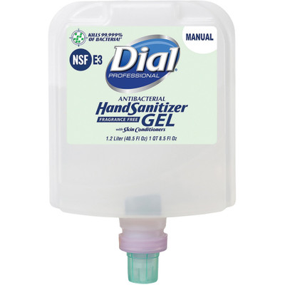 Dial Hand Sanitizer Gel Refill - 1.27 quart - Kill Germs, Bacteria Remover - Healthcare, School, Office, Restaurant, Daycare - Clear - Fragrance-free, Dye-free - 1 Each
